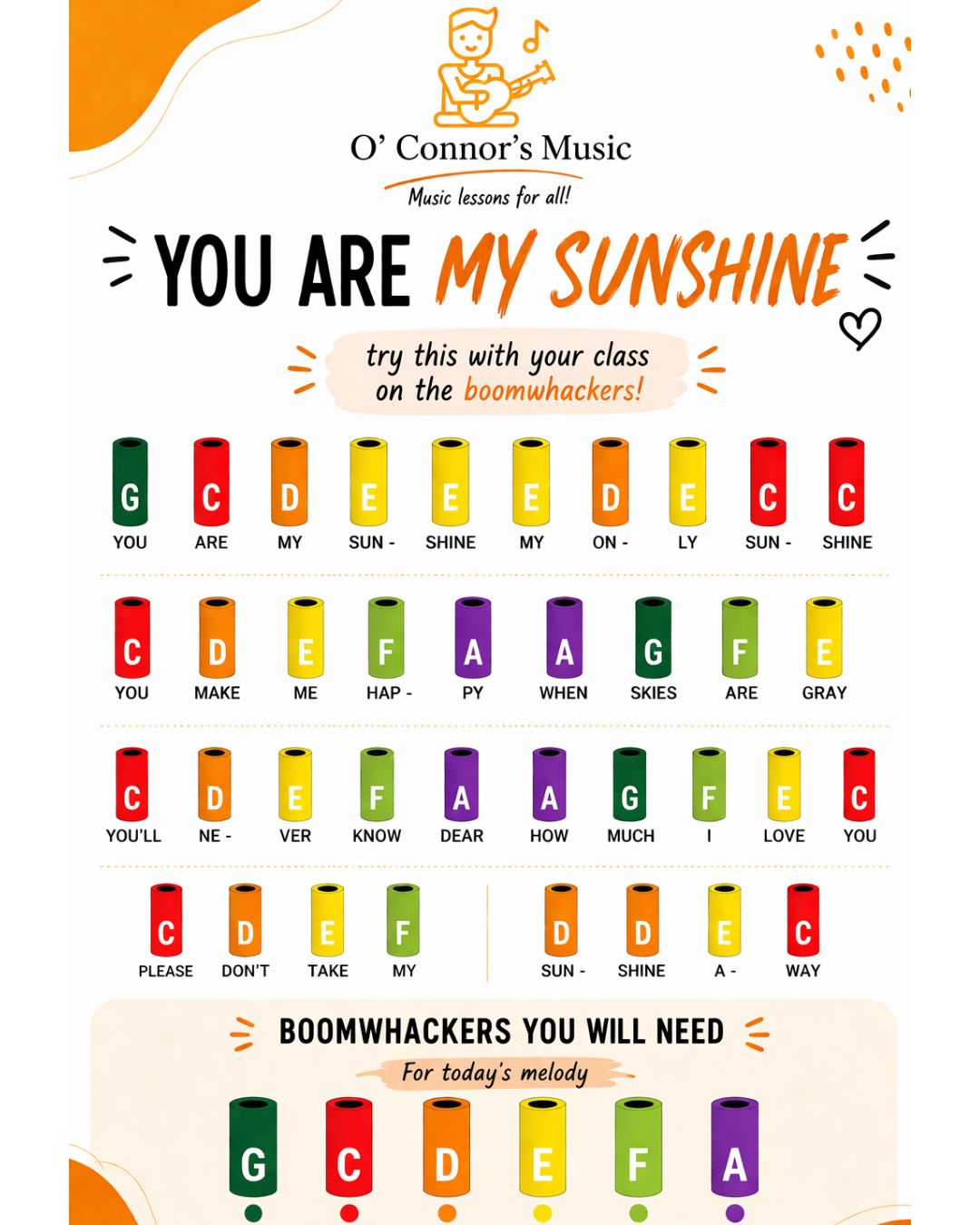 You Are My Sunshine Free Boomwhackers PDF