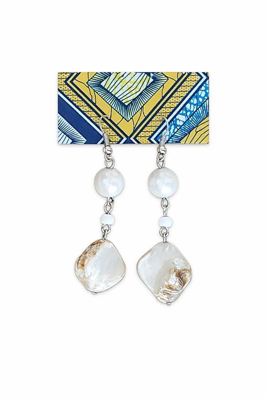 ​ Boucles d’oreilles femme nacrées – Fait main