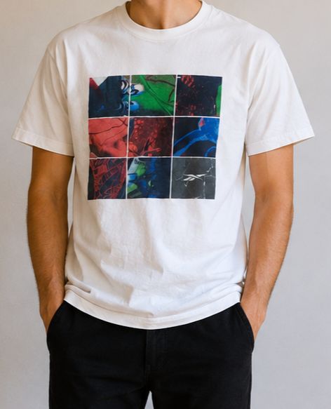 T-shirt vintage Reebok graphique blanc – Taille L – Très bon état