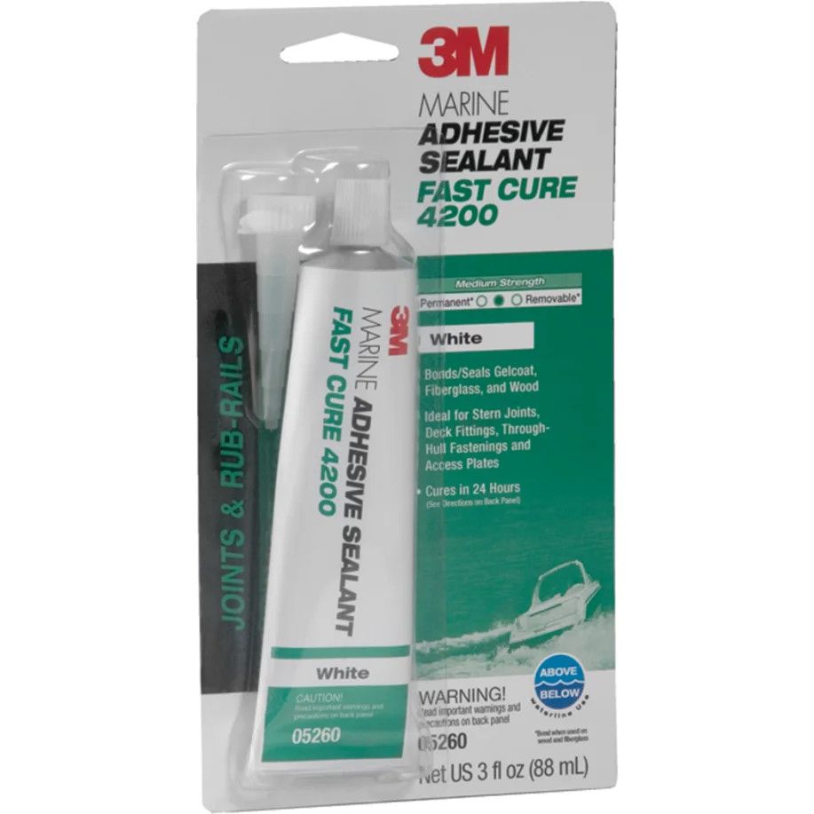 Marine Adhesive Sealant - 4200 Fast Cure, Color: White, Size: 3 oz. Tube
