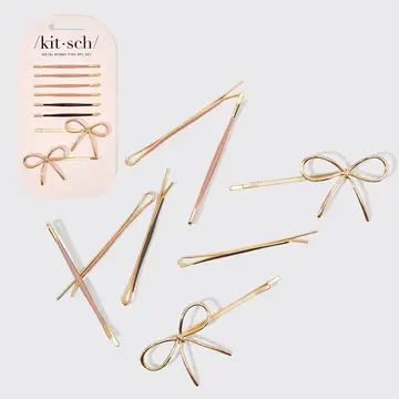 Metal Enamel Cloud &amp; Bow Bobby Pins 8pc Set