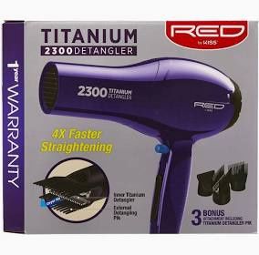 Kiss Red Dryer 2300 Titanium Detangler 3 Attachments