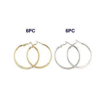 Stainless Steel Hoops, COLOR: SILVER, STYLE: 60 MM FLAT