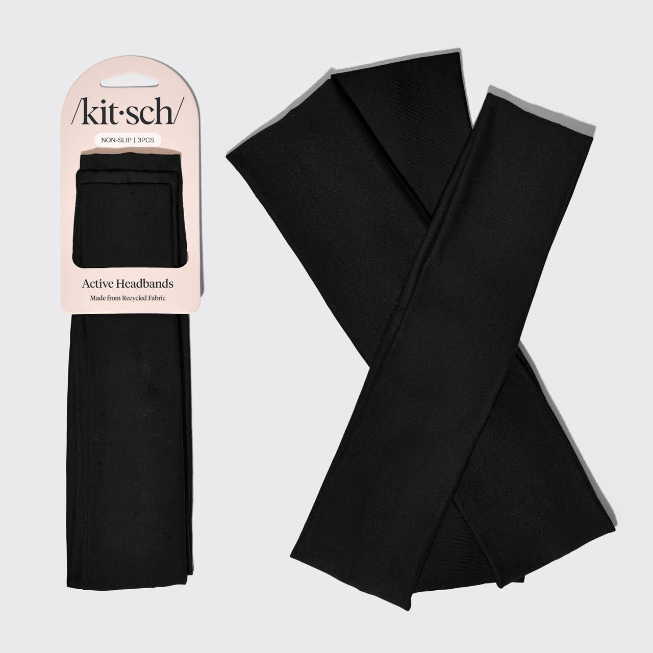 Recycled Active Headbands 3pc Set- Black