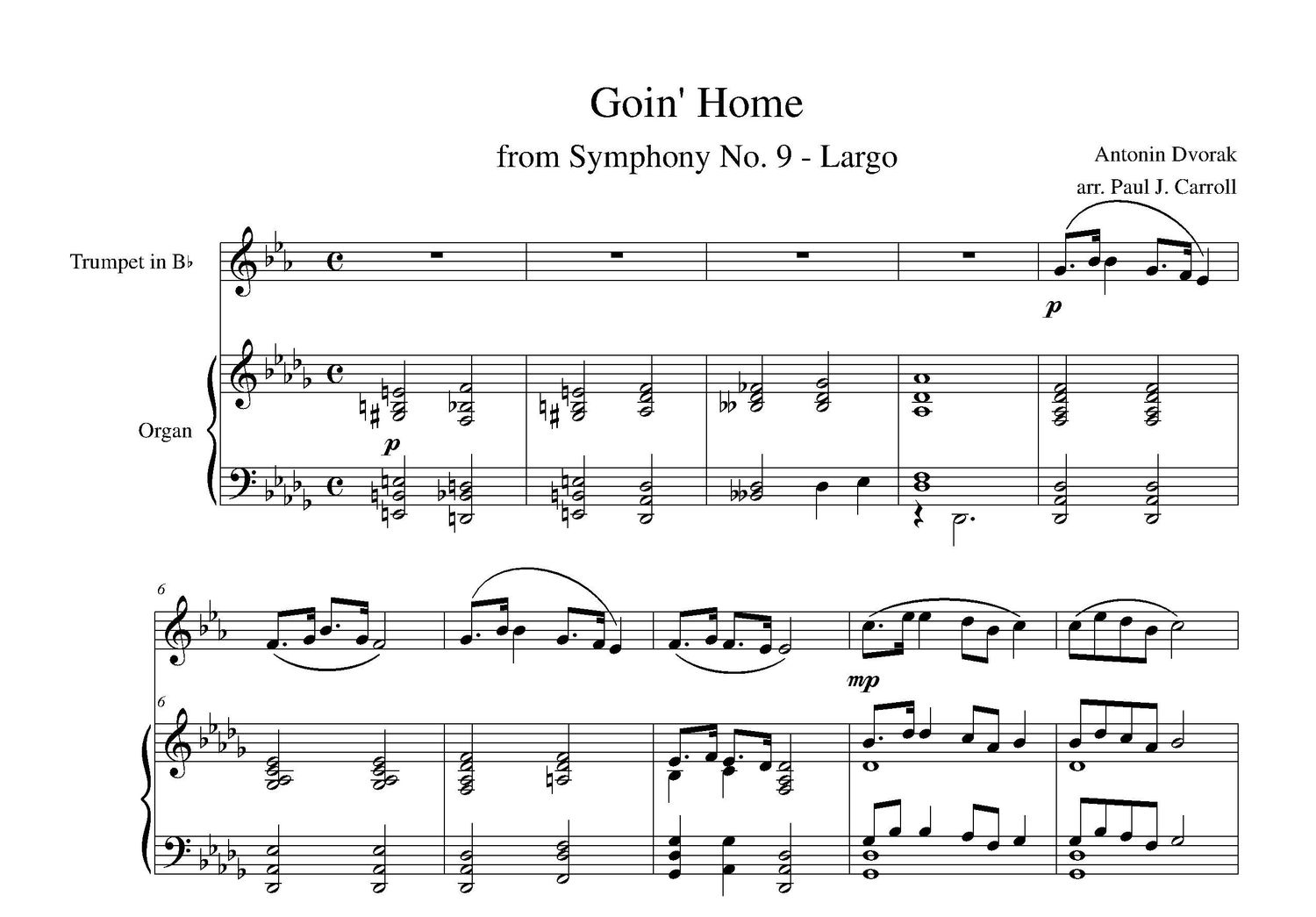 Goin&#39; Home from Symphony No. 9 - Largo (Trumpet and Organ)