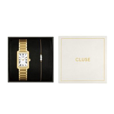 CLUSE Belisenna White Gold &amp; Pearl Chain Bracelet Gift Set