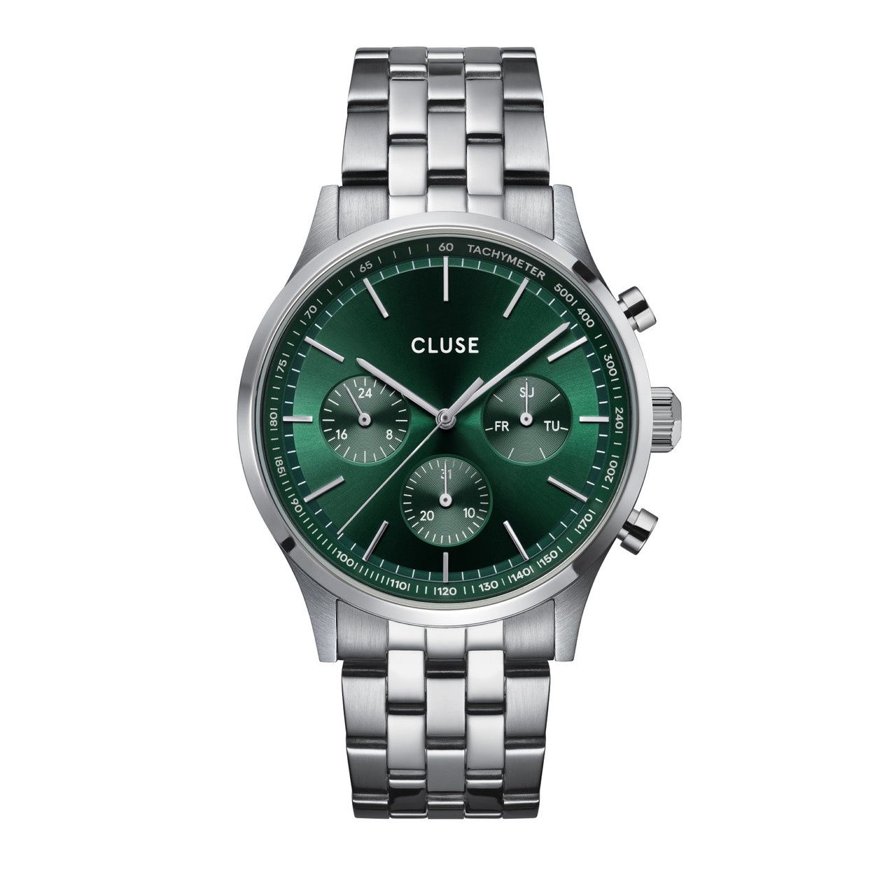 CLUSE - Antheor Multifunction green/silver steel link CW21002