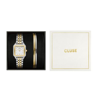 CLUSE Gracieuse Petite Bicolour Link Watch + Snake Chain Bracelet Gift Set