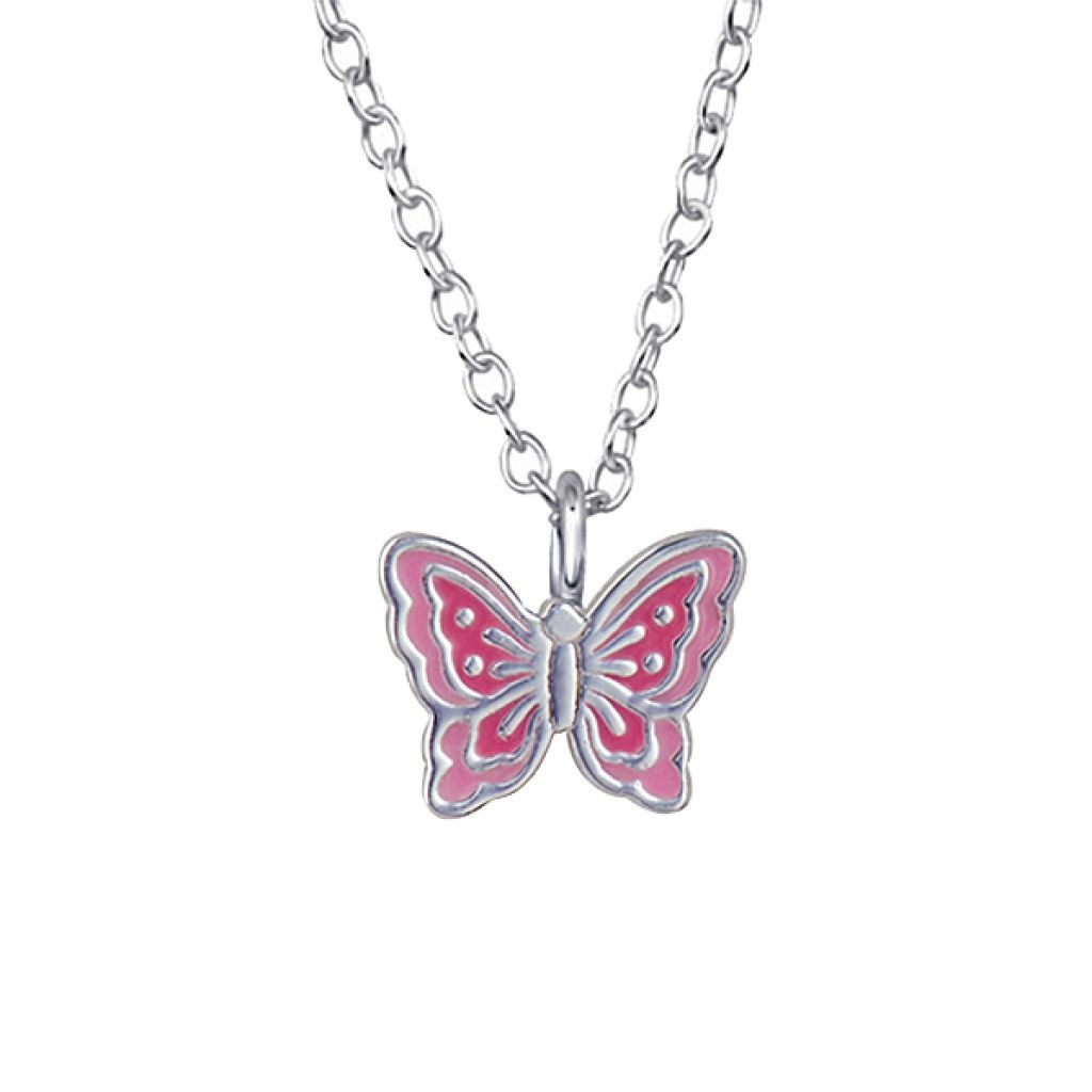 Sterling Silver Epoxy Butterfly Pendant with 40cm Chain + 5cm Extender