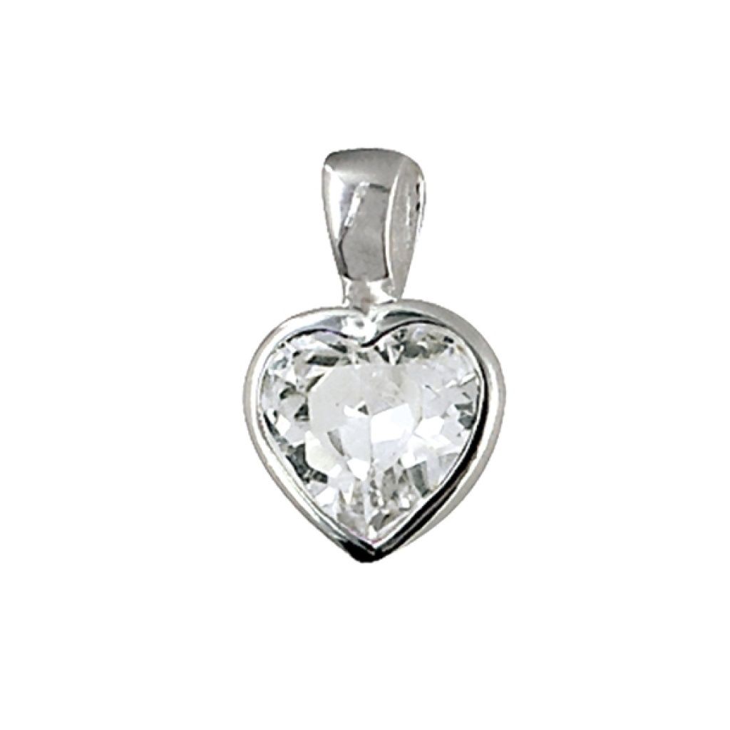 Sterling Silver Heart Pendant with Cubic Zirconia