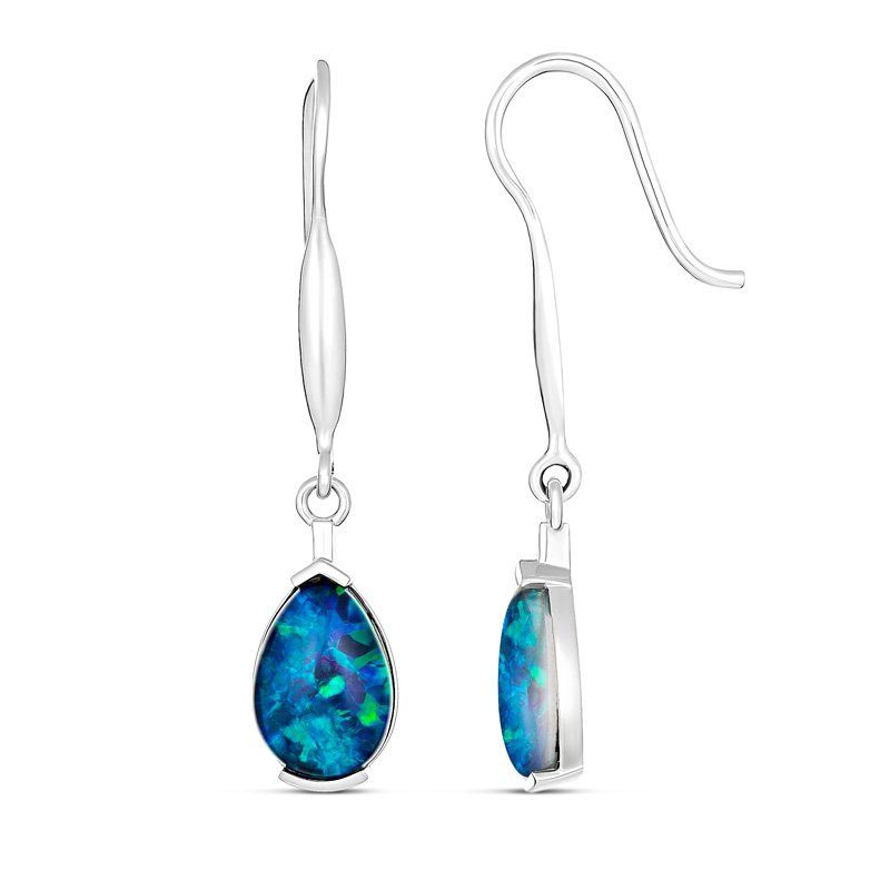 Azalea Pearshape 10x7mm Triplet Opal Earrings Sterling Silver