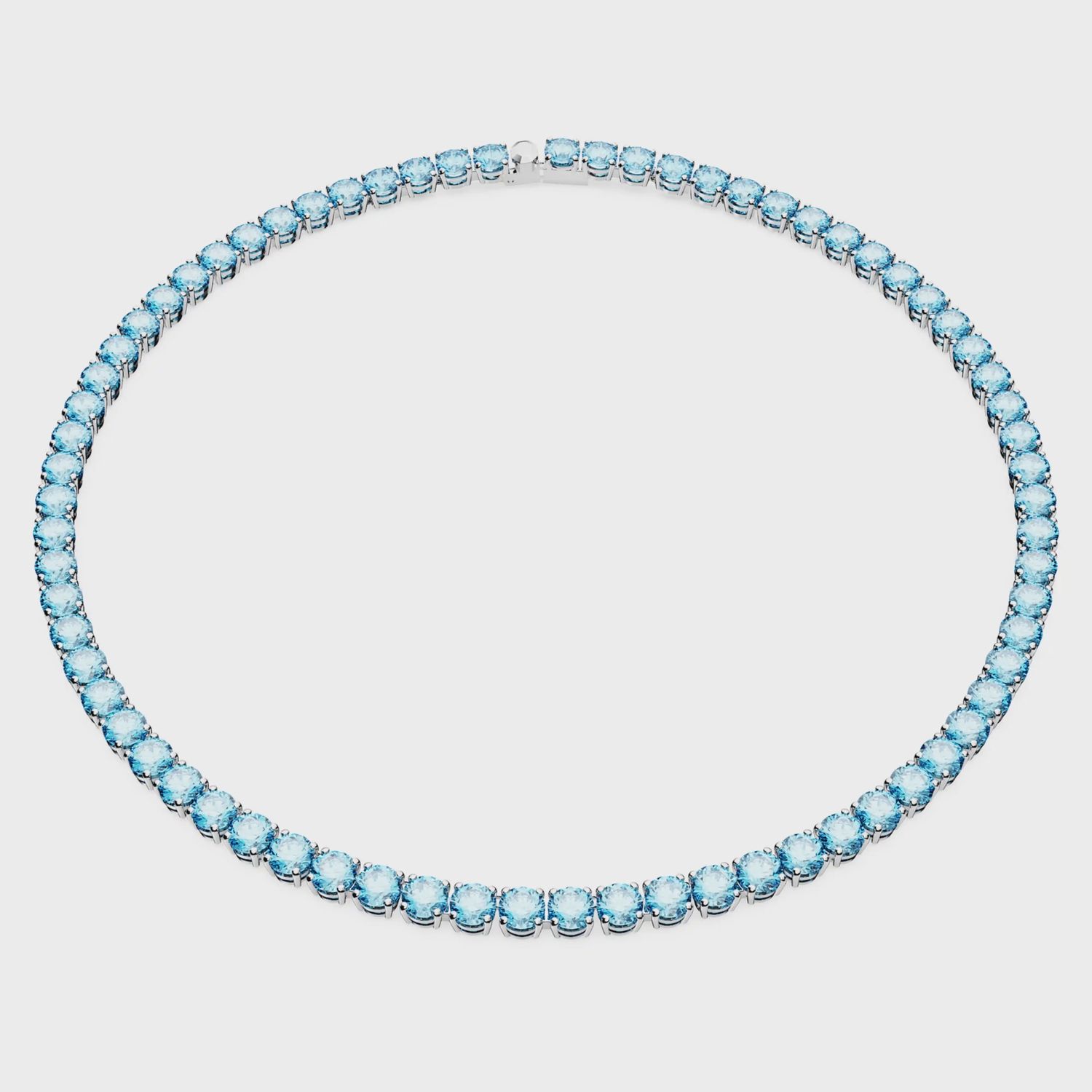 Matrix Tennis necklace Round cut, Medium, Blue, Rhodium plated 5661187