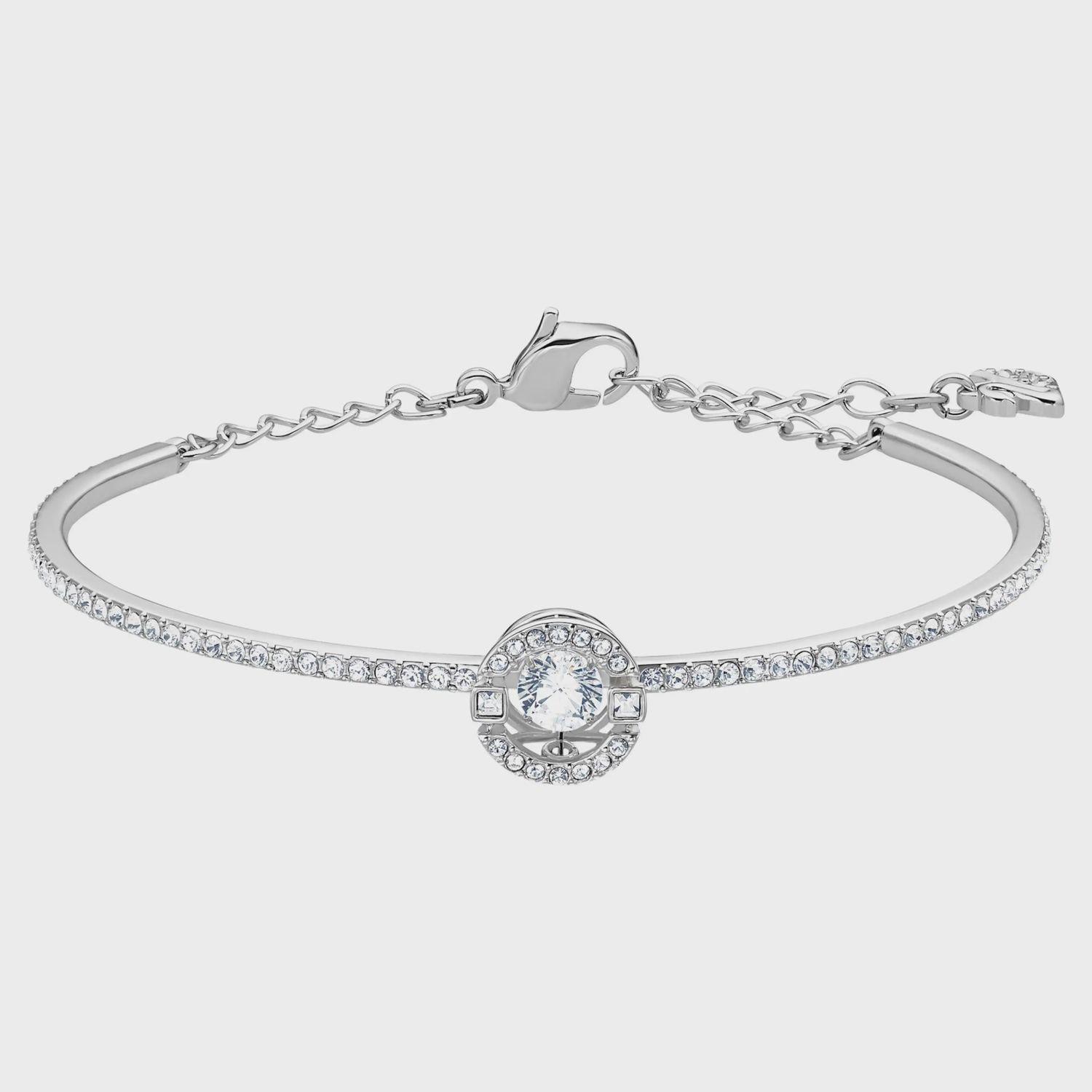Swarovski Sparkling Dance bangle, Round cut, White, Rhodium plated