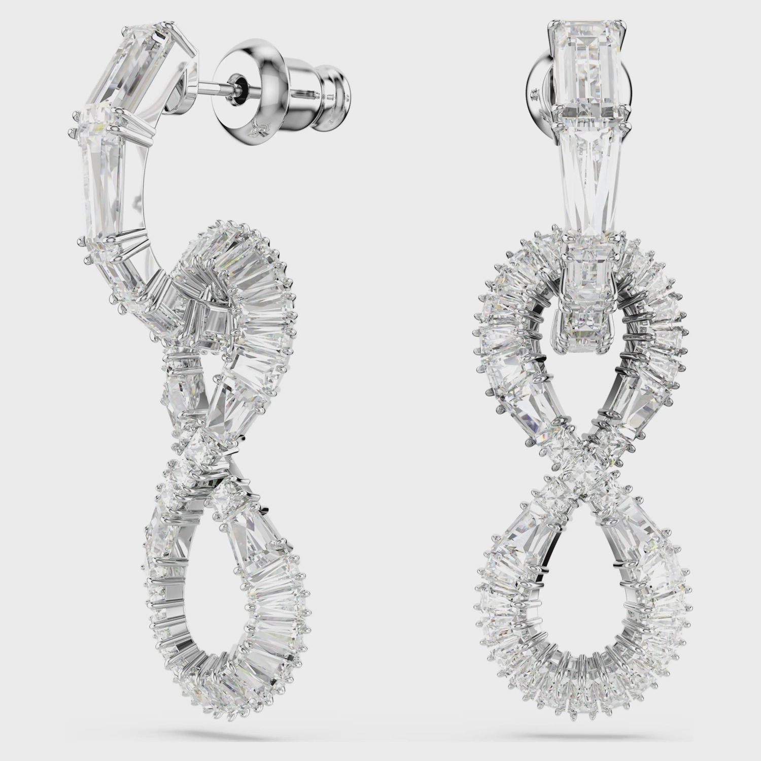 Hyperbola drop earrings Infinity, White, Rhodium plated 5679793