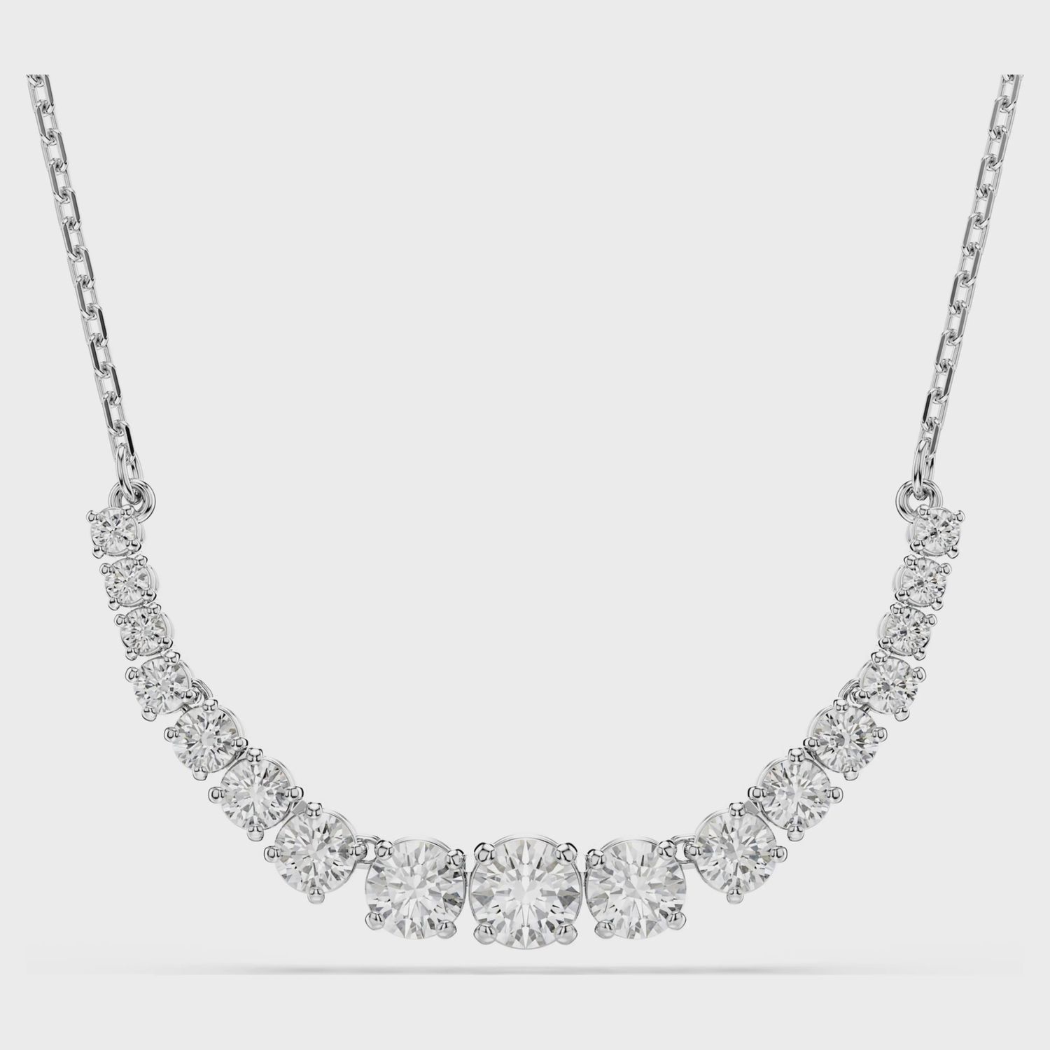 Matrix necklace Gradient of round cuts, White, Rhodium plated 5705396