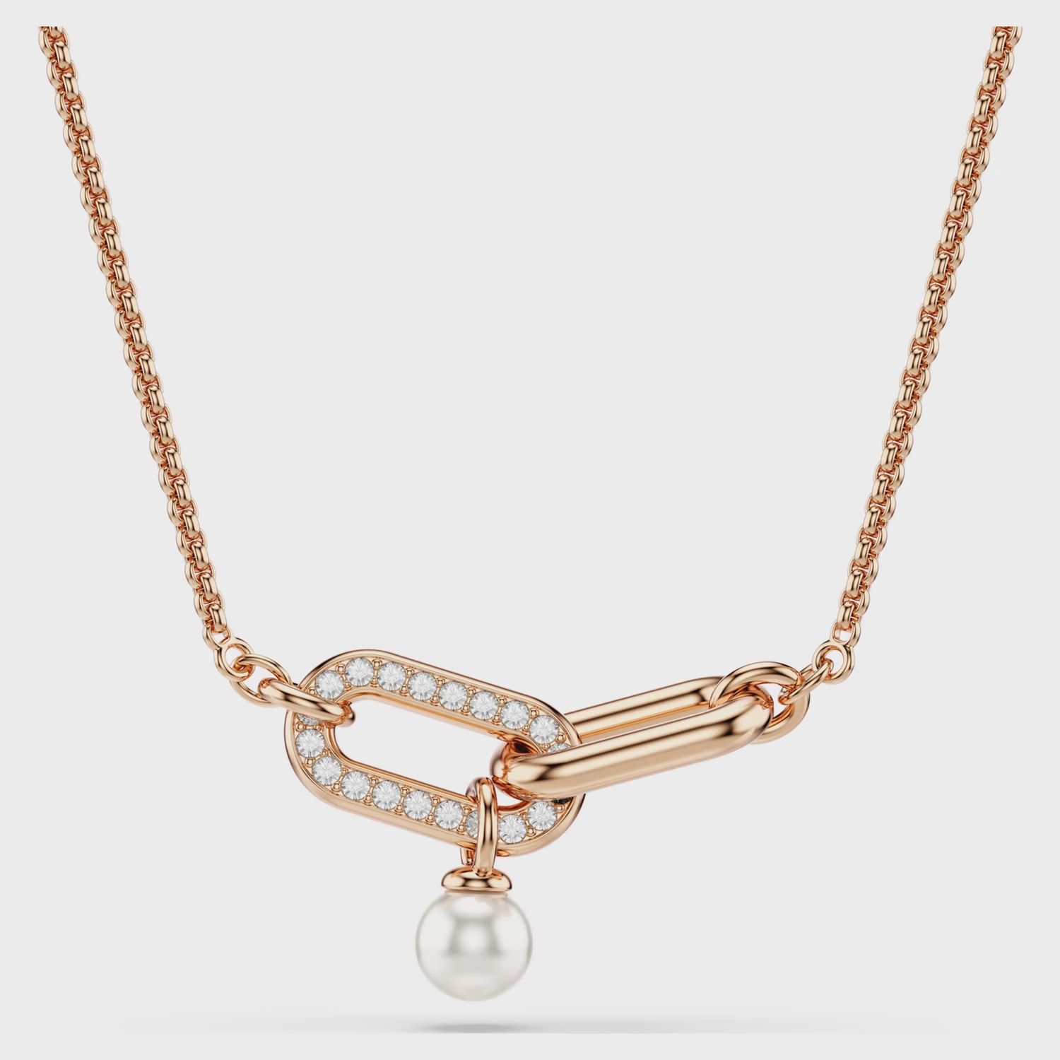 Constella pendant Crystal pearl, Round cut, White, 18k rose gold finish 5728589