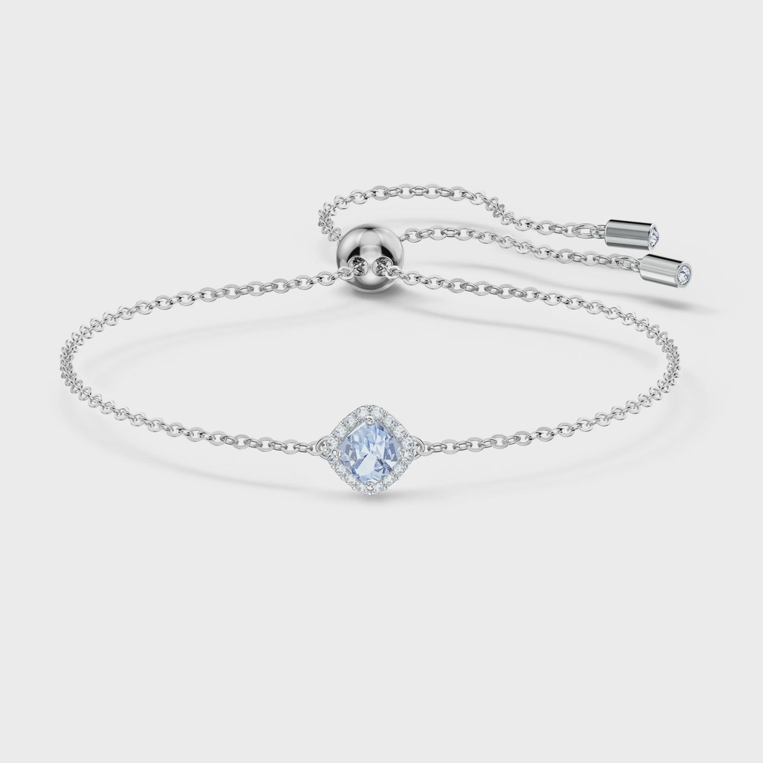 Una Angelic bracelet Cushion cut, Blue, Rhodium plated 5567933