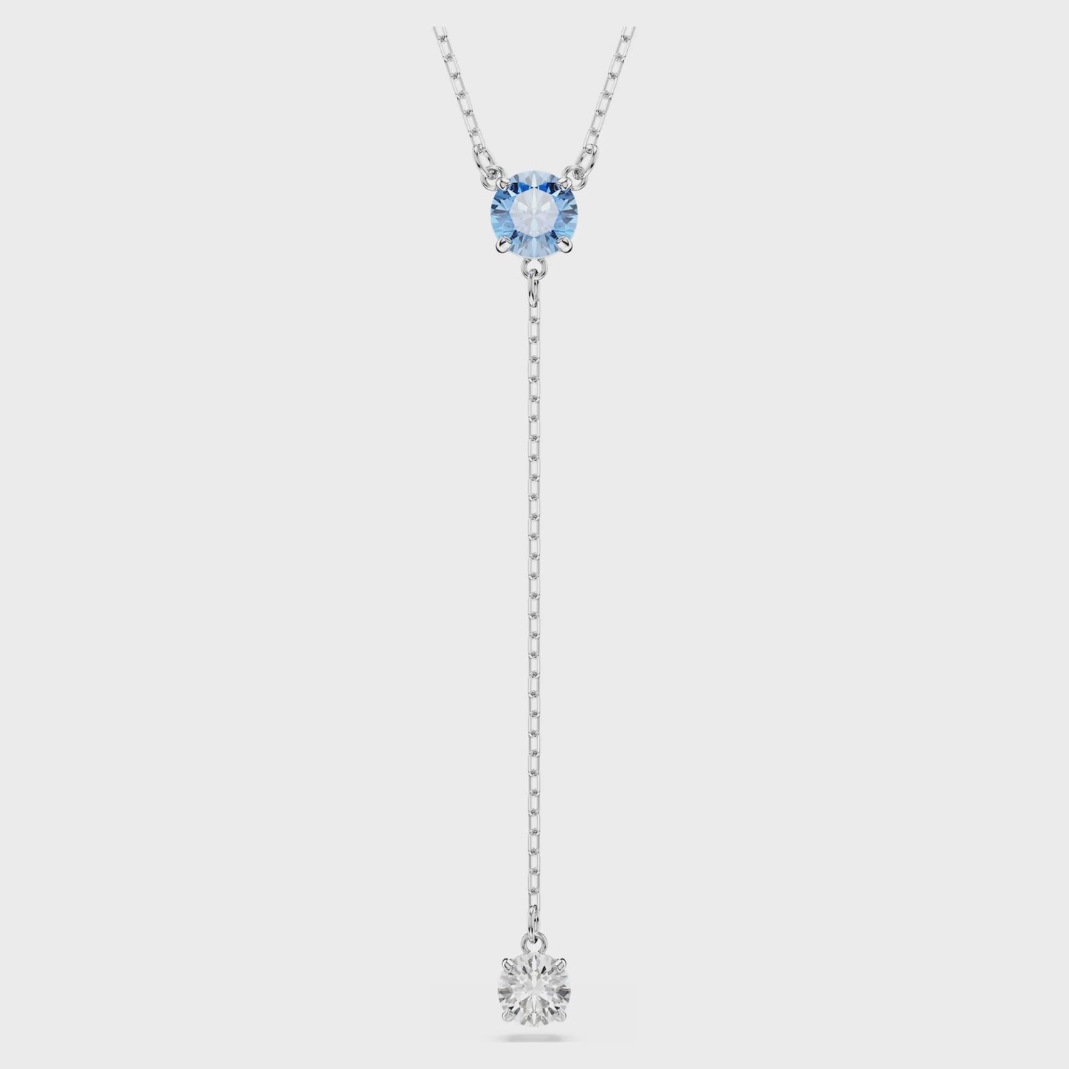 Stilla Attract Y necklace Round cut, Blue, Rhodium plated 5734249
