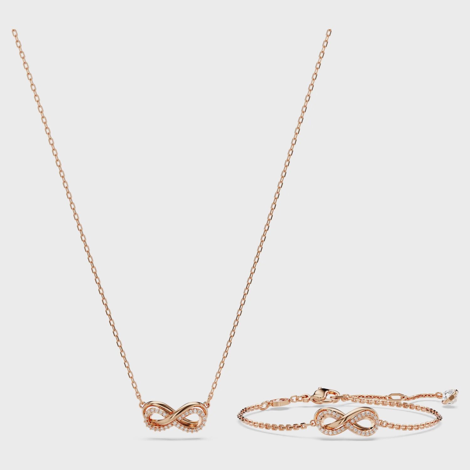 Hyperbola set Infinity, White, Rose gold-tone plated 5682483