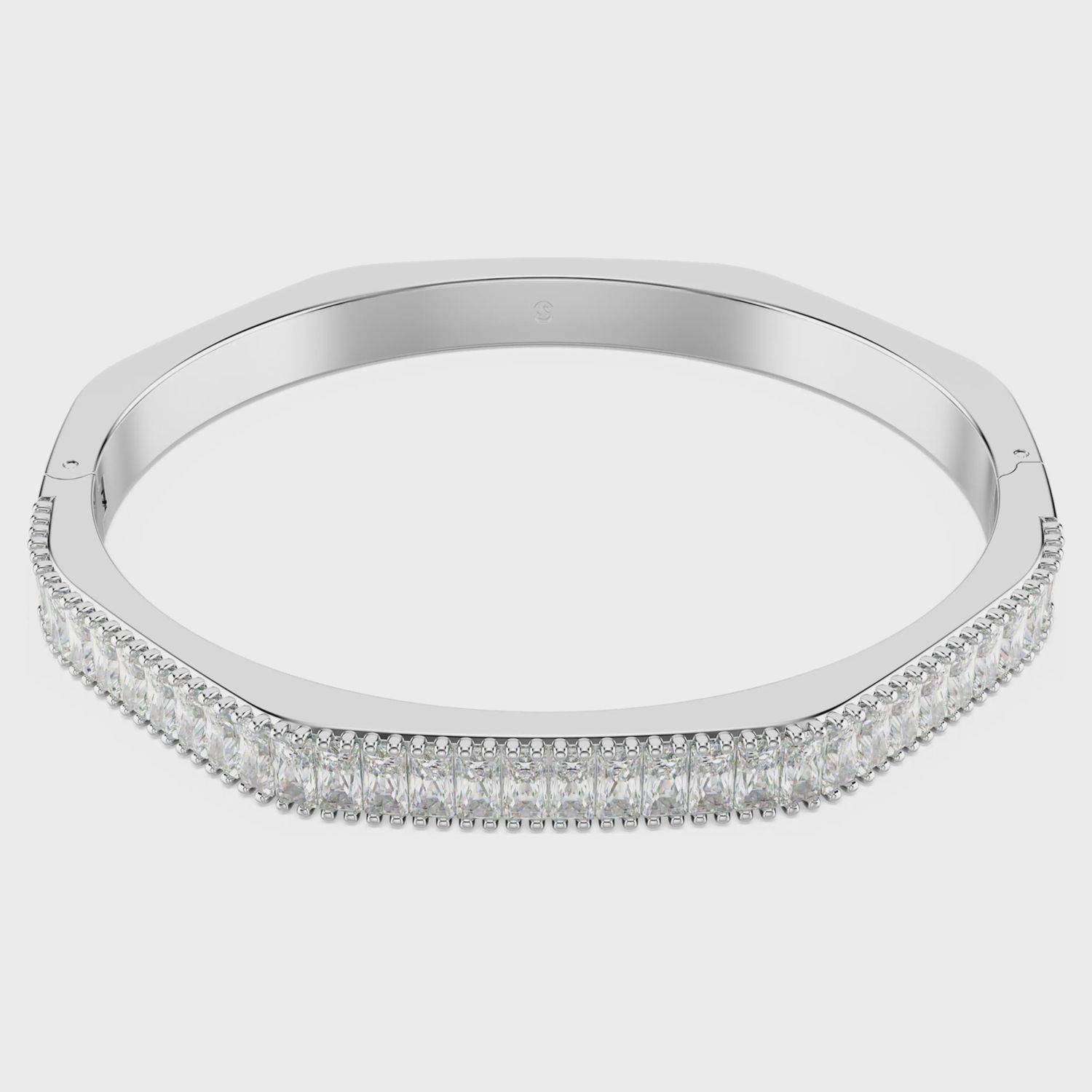 Matrix bangle Baguette cut, Octagon shape, White, Rhodium plated M 5705784