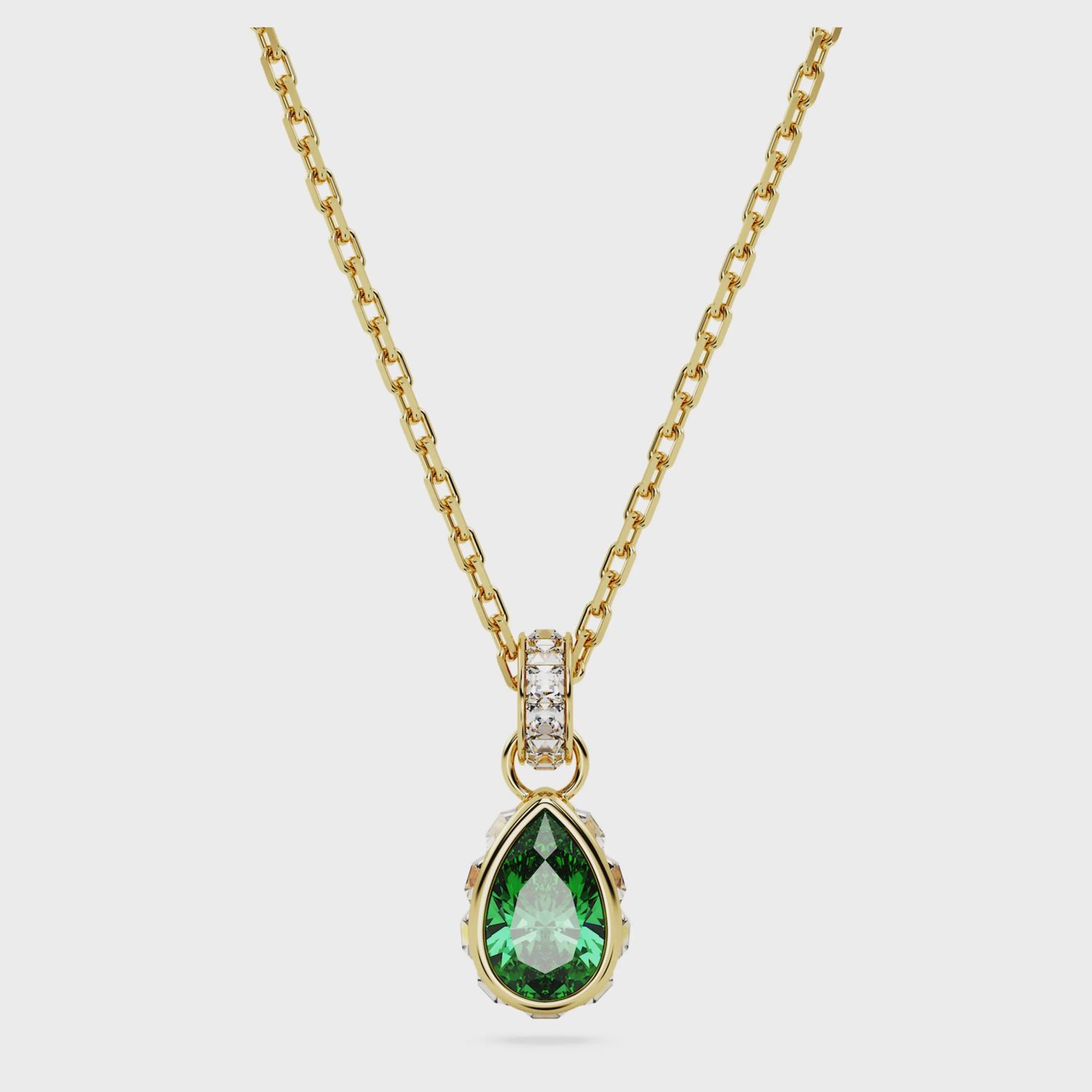 Chroma pendant Pear cut, Green, 18k gold finish 5648751