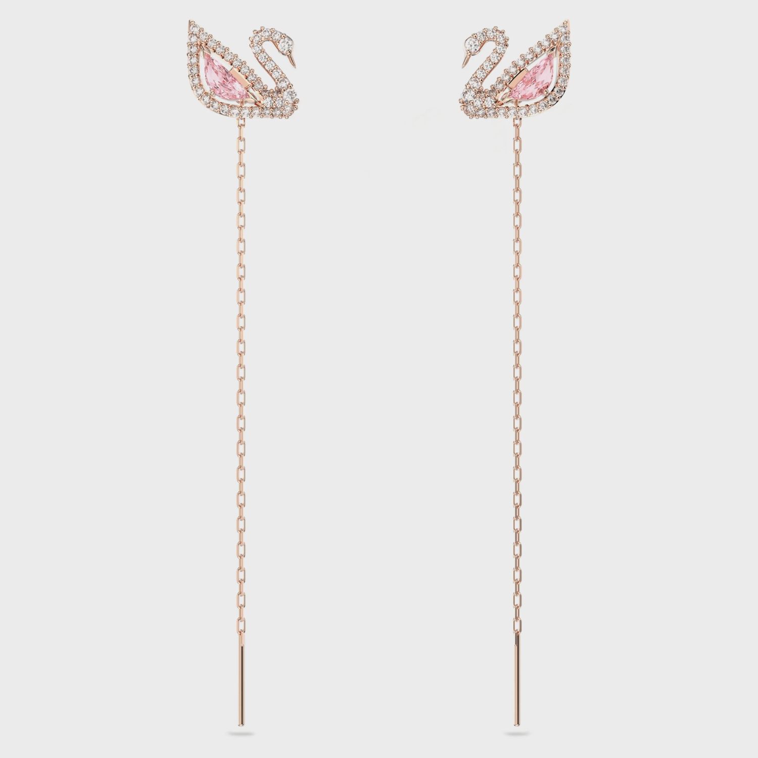 Swan drop earrings Swan, Pink, Rose gold-tone plated 5469990
