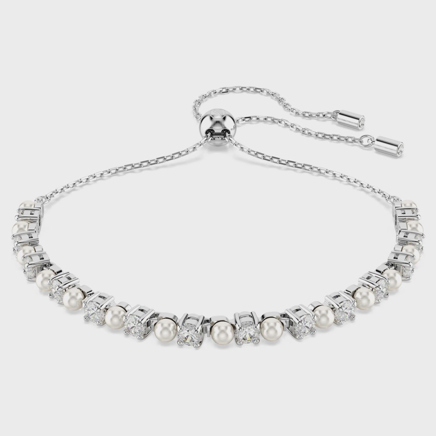 Matrix bracelet Crystal pearl, Round cut, White, Rhodium plated M 5689633