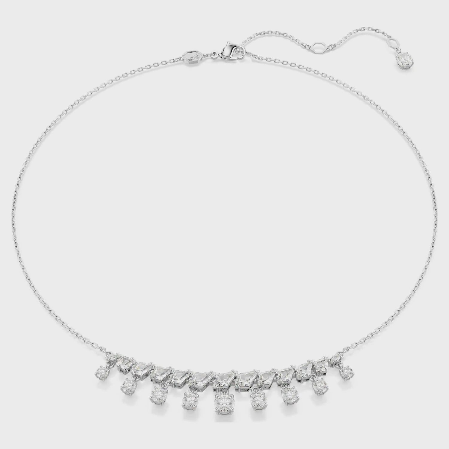 Idyllia necklace Mixed cuts, Snowflake, White, Rhodium plated 5692637