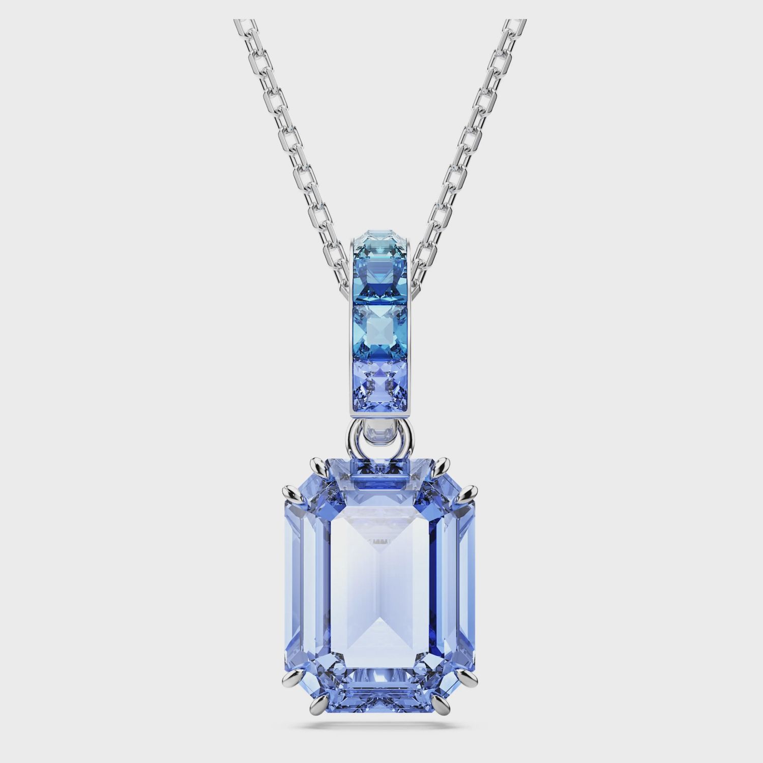 Millenia pendant Octagon cut, Blue, Rhodium plated 5696518