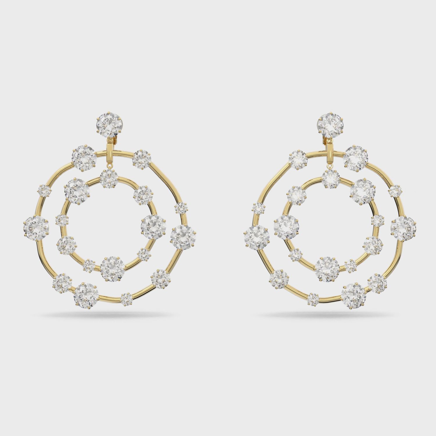 Constella Gold Tone White Crystal Clip On Earrings 5616920