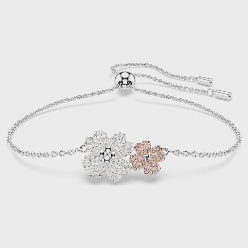 Latisha bracelet, Flower, Multicolored, Rhodium plated