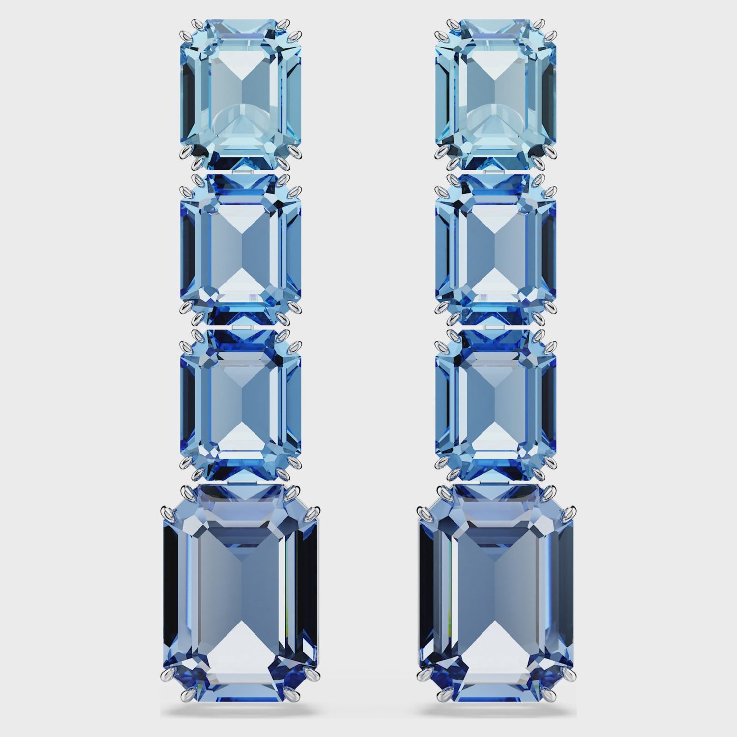 Millenia drop earrings Octagon cut, Colour gradient, Blue, Rhodium plated 5696516