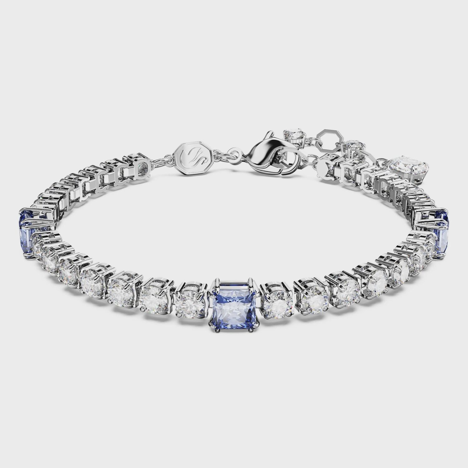 Matrix Tennis bracelet, Mixed cuts, Blue, Rhodium plated M 5666426