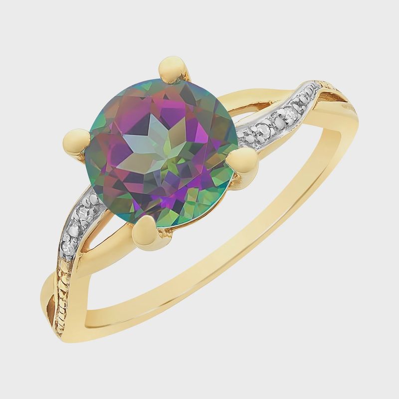9ct Gold Mystic Topaz And Diamond Ring M3217