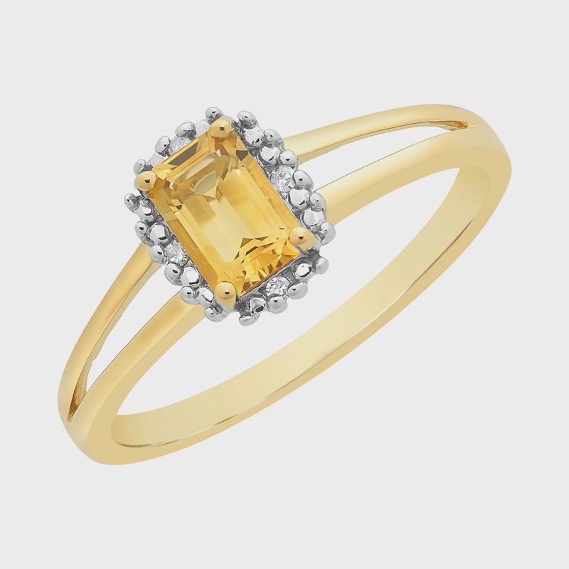 9ct Gold Citrine &amp; Diamond Ring M3230