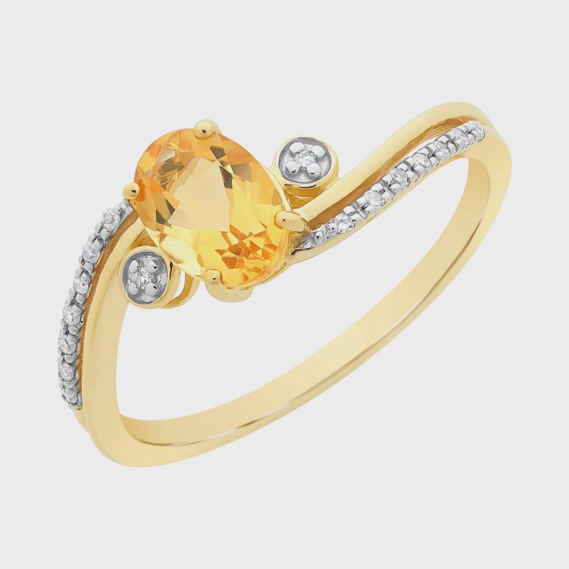 9ct Gold Citrine &amp; Diamond Ring M3229