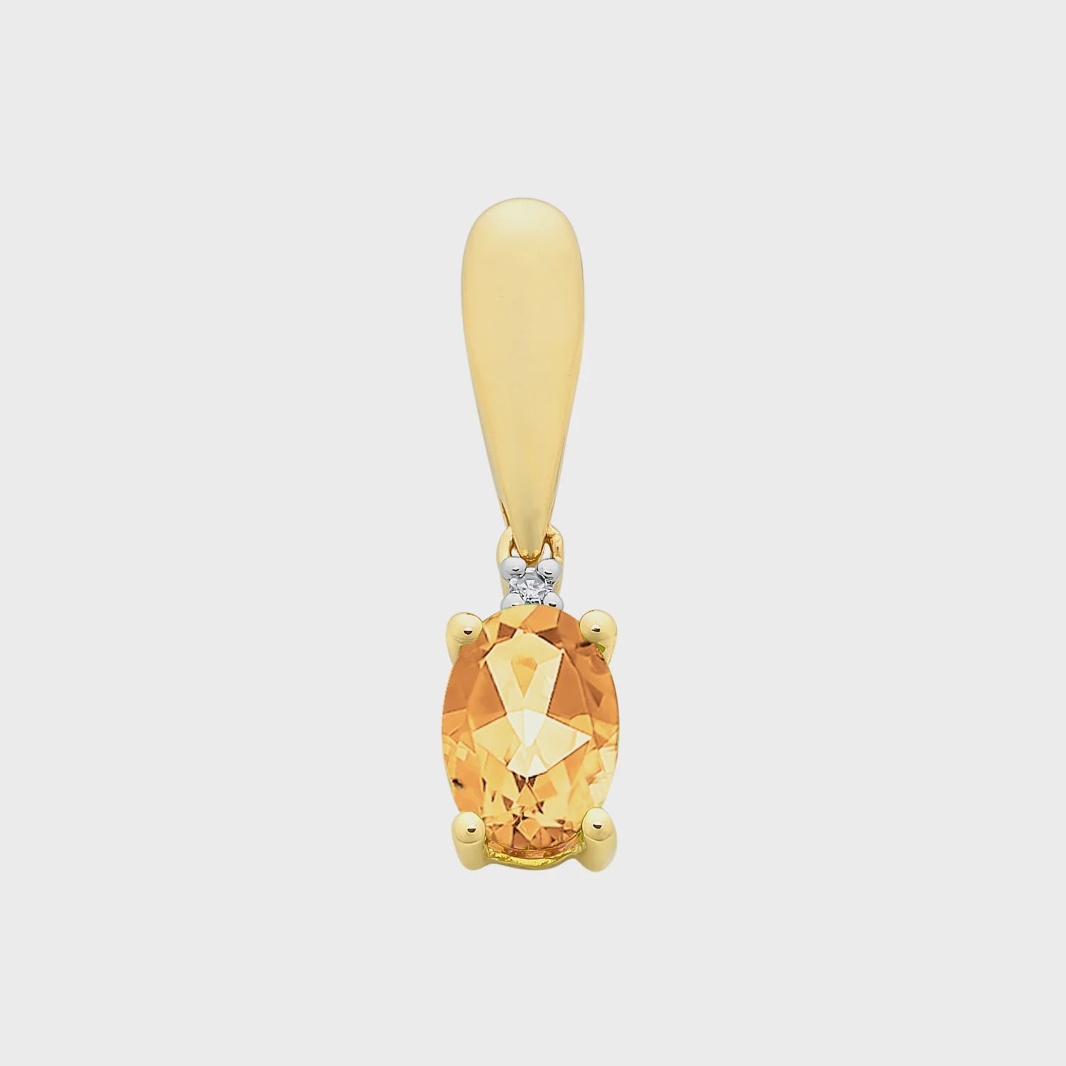 9ct Gold Citrine &amp; Diamond Pendant M3195