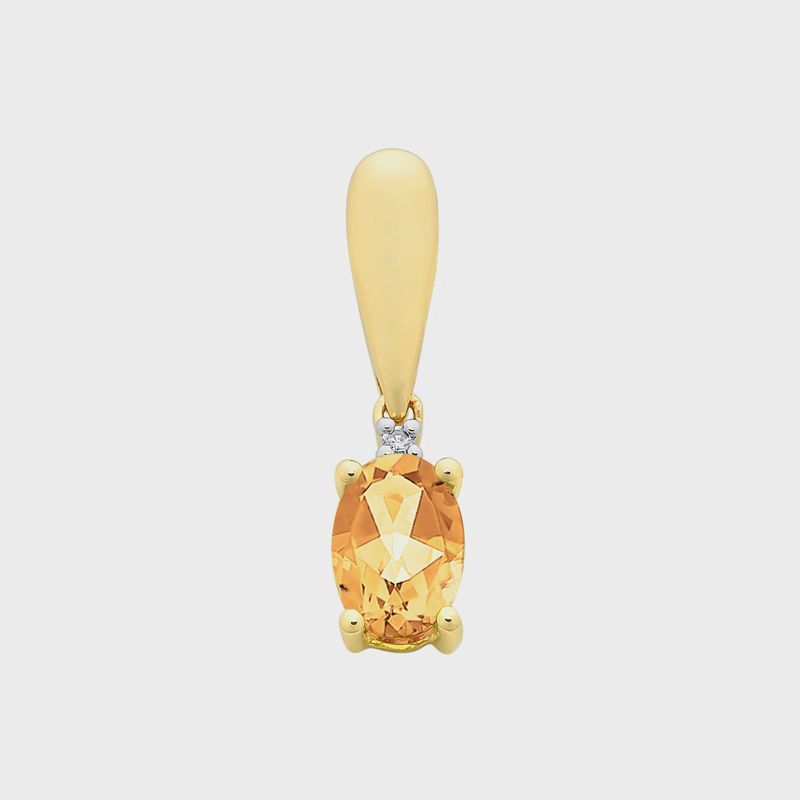 9ct Gold Citrine &amp; Diamond Pendant M3195
