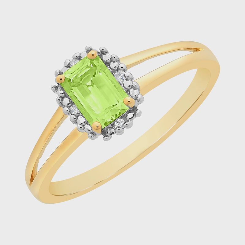 9ct Gold Peridot &amp; Diamond Ring M3224