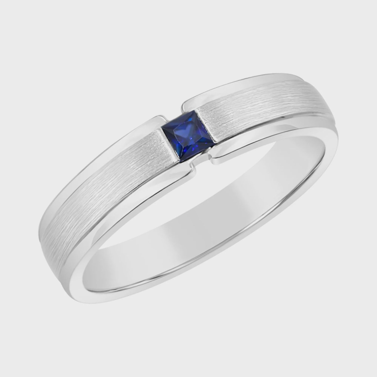 Sterling Silver Natural Blue Sapphire Gents Ring M3246