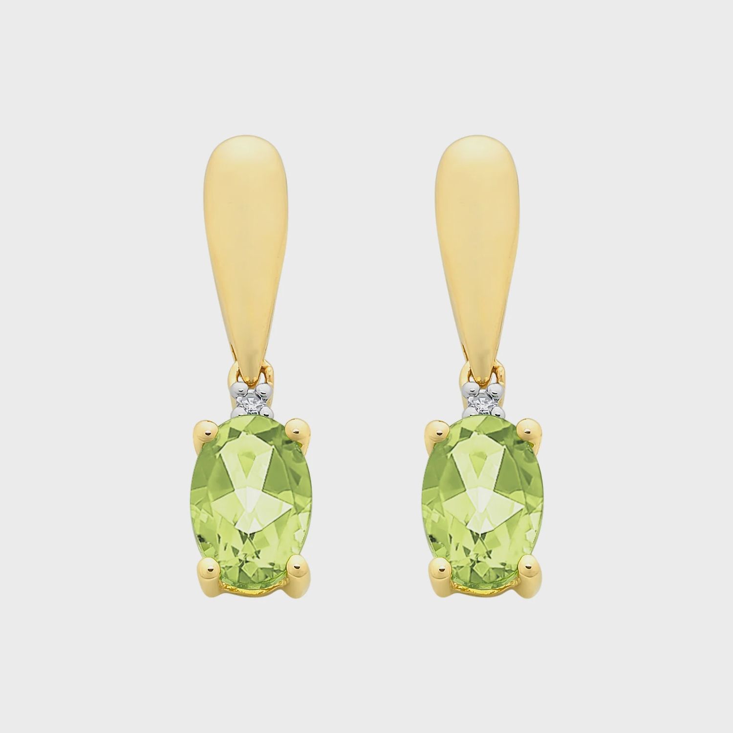 9ct Gold Peridot &amp; Diamond Earrings M3206