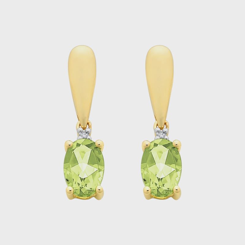 9ct Gold Peridot &amp; Diamond Earrings M3206