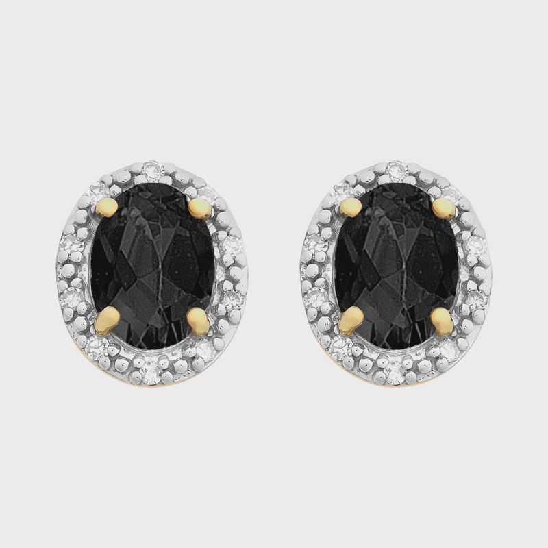 9ct Gold Natural Sapphire &amp; Diamond Earrings M3348