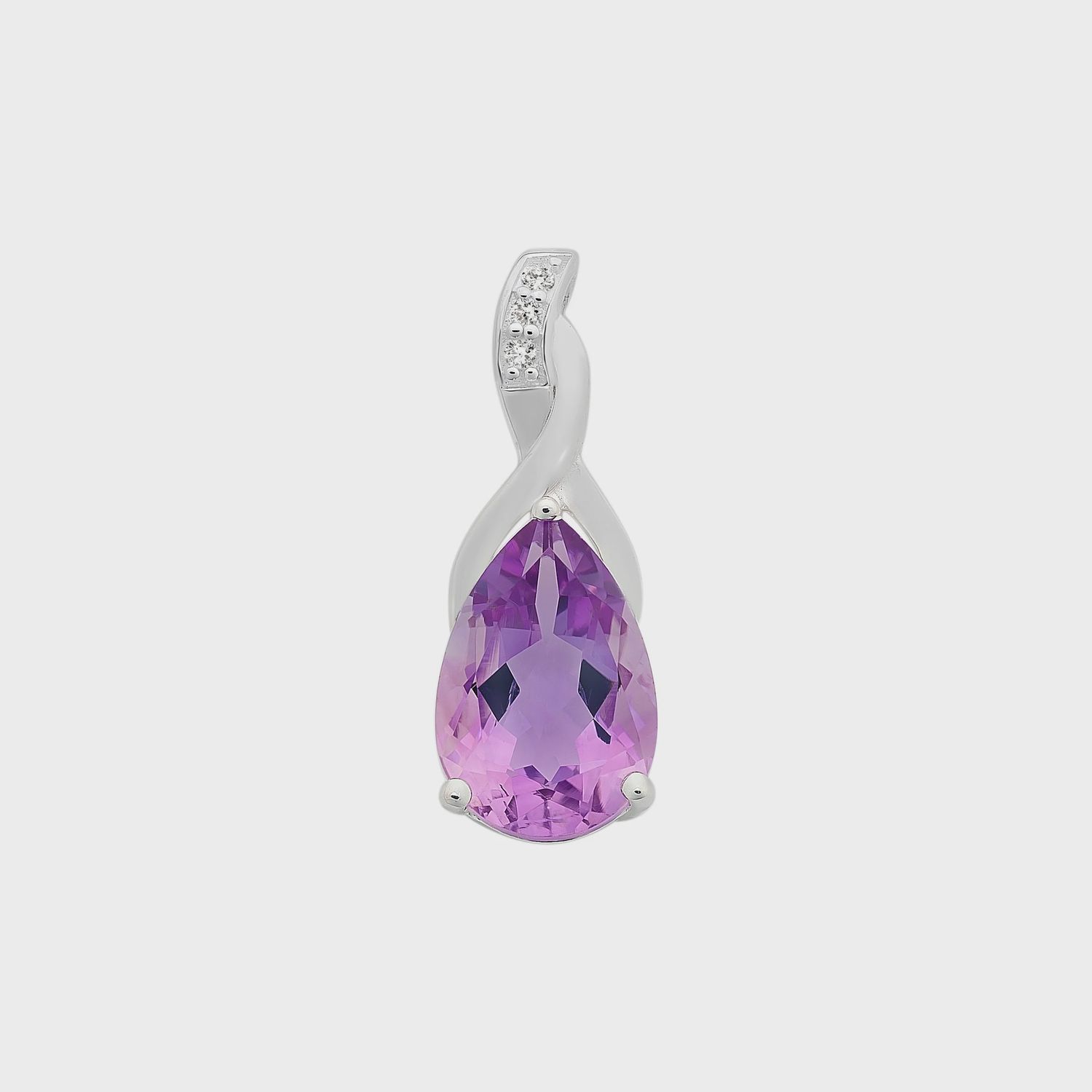 Sterling Silver Amethyst &amp; Cubic Zirconia Pendant M3087