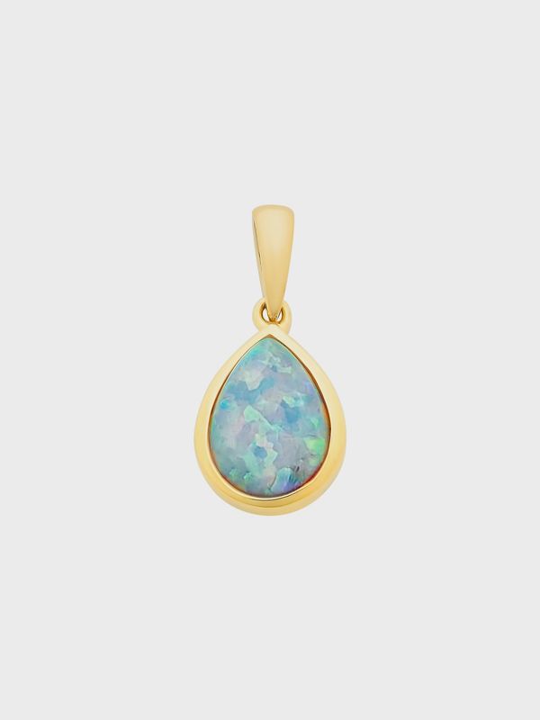 9ct Gold Created Opal Pendant M3214