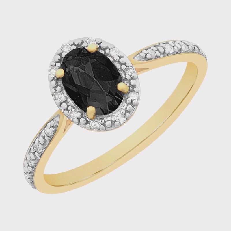 9ct Gold Natural Sapphire &amp; Diamond Ring M3350