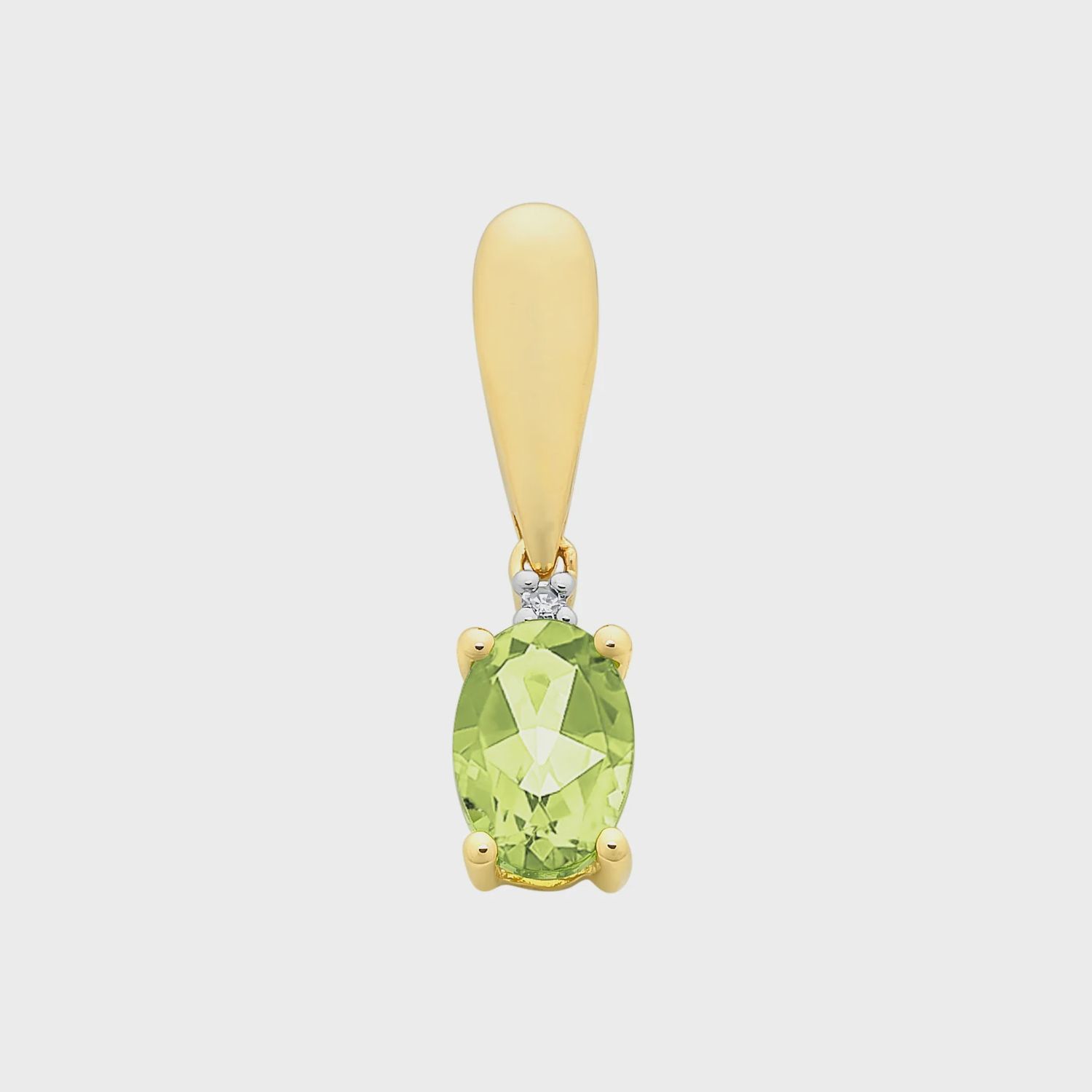 9ct Gold Peridot &amp; Diamond Pendant M3205