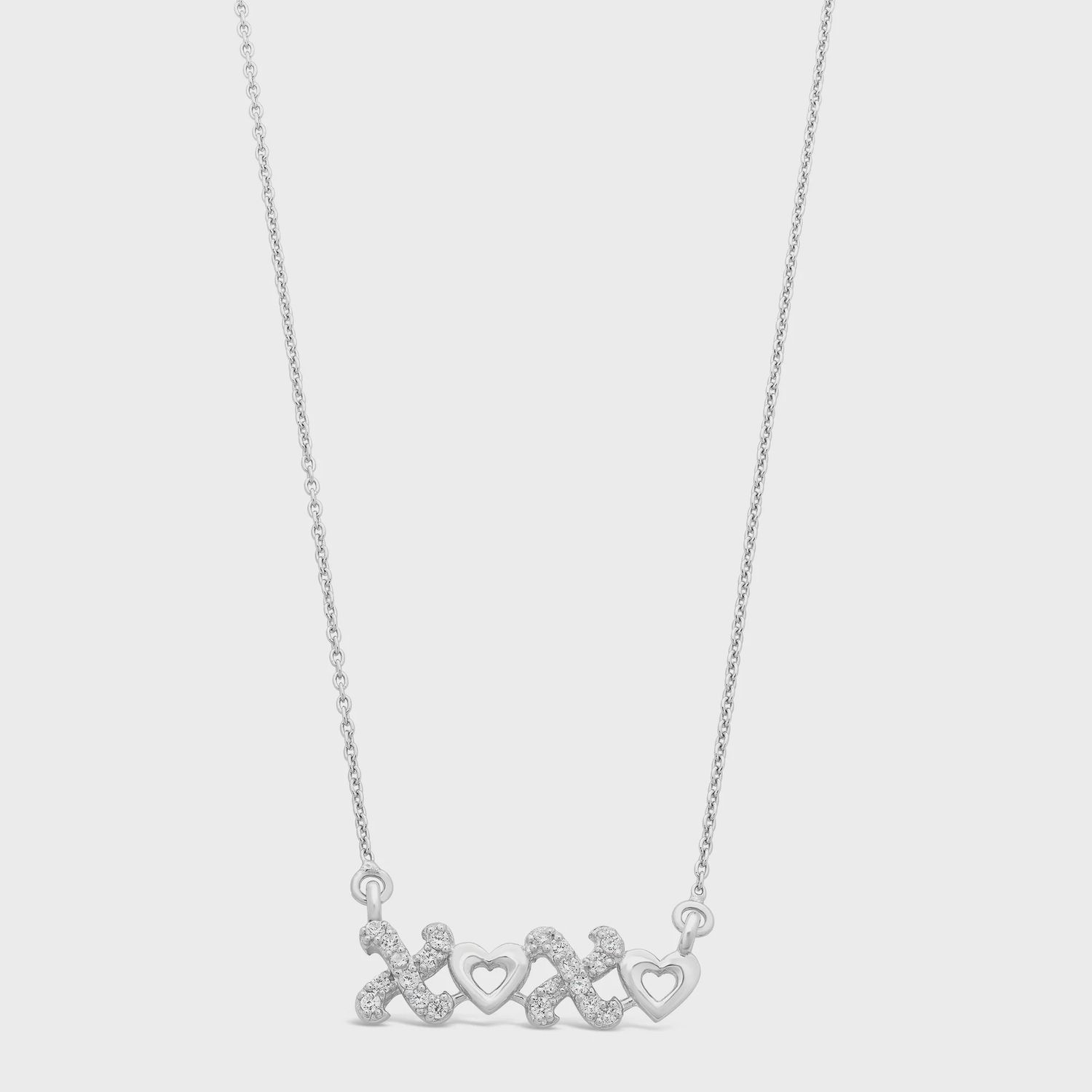 Sterling Silver Cubic Zirconia &#39;Xoxo&#39; Necklace M3237