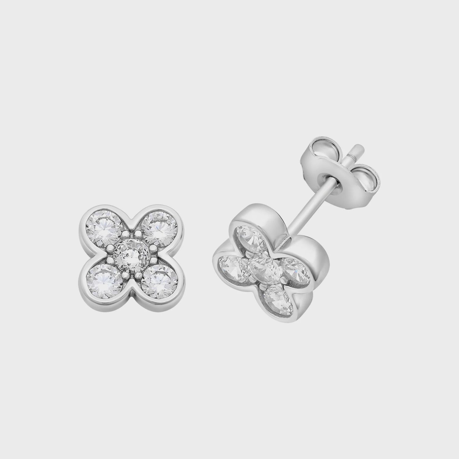 Sterling Silver Cubic Zirconia Clover Earrings M3272