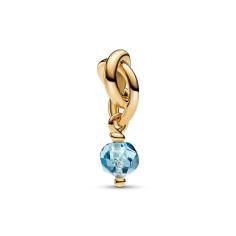 14k Gold-plated dangle with sea aqua blue crystal 763462C03